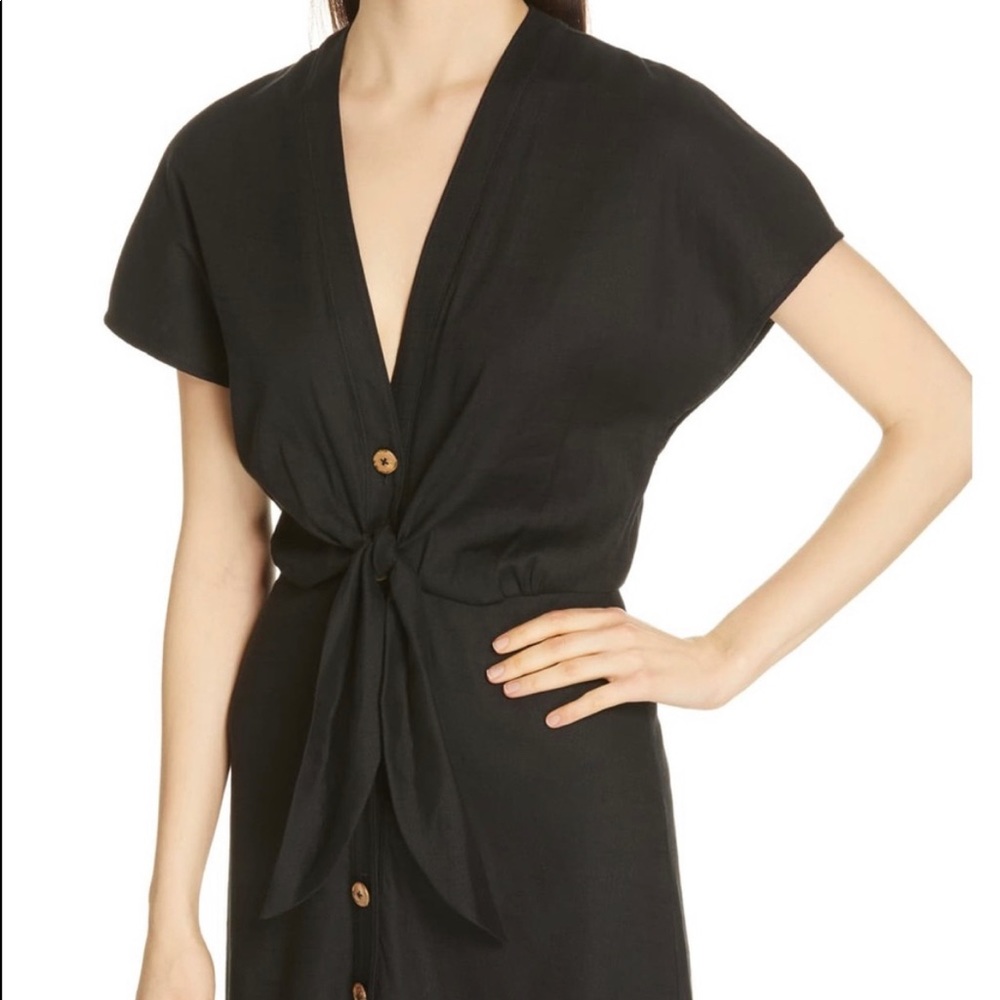 Veronica Beard Giana linen blend dress black size 2